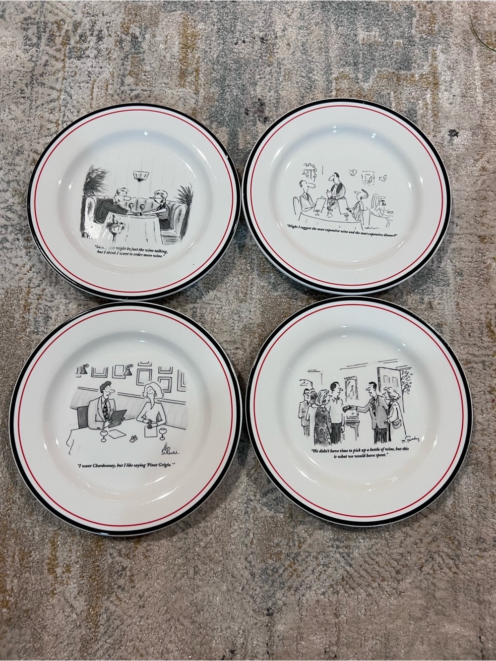 Restoration Hardware exclusive The New Yorker Cartoon wine plates set of 4 z94